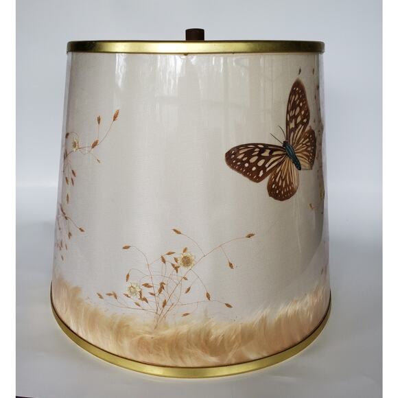 Vintage Van Briggle Blue Lamp with Wildflowers Butterflies Lampshade w/ Stamp - Picture 10 of 16